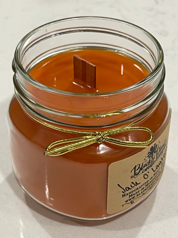 Jack O Lantern – 8 oz Candle with Wood Wick – Pumpkin Spice and Embers Scent