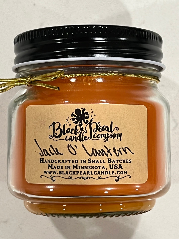 Jack O Lantern – 8 oz Candle with Wood Wick – Pumpkin Spice and Embers Scent