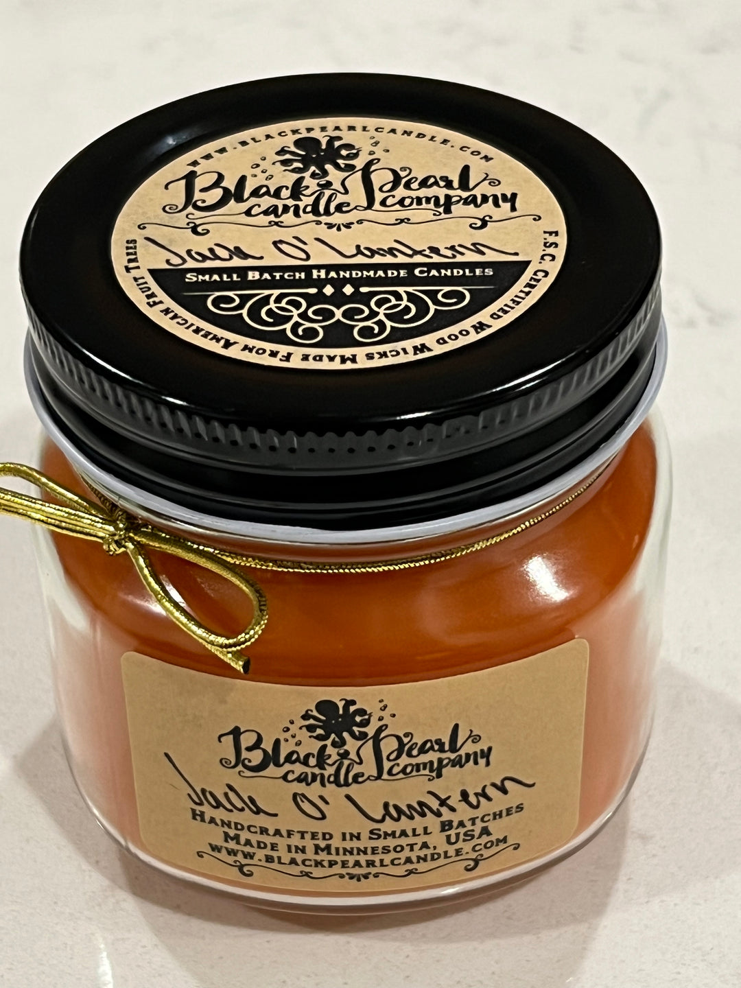 Jack O Lantern – 8 oz Candle with Wood Wick – Pumpkin Spice and Embers Scent