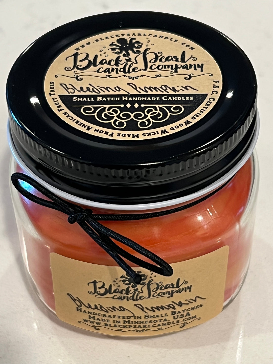 Bleeding Pumpkin – 8 oz Candle with Wood Wick – Cinnamon & Spiced Pumpkin Scent